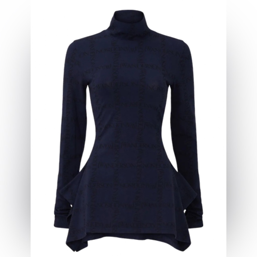 Navy Long Sleeve Peplum Top